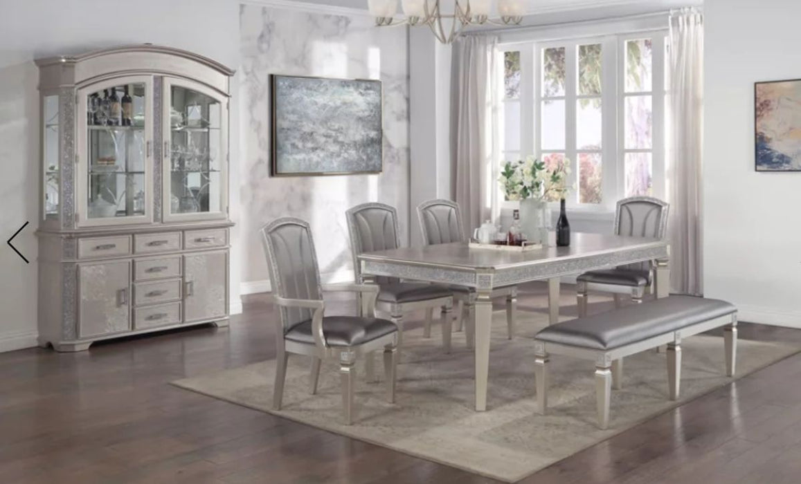 Crown Mark Klina Glam Dining Table in Light Gray image