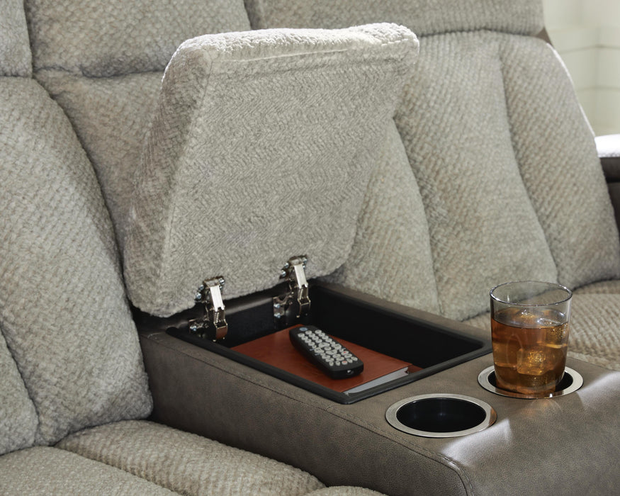 Stately Check Power Reclining Loveseat with Console
