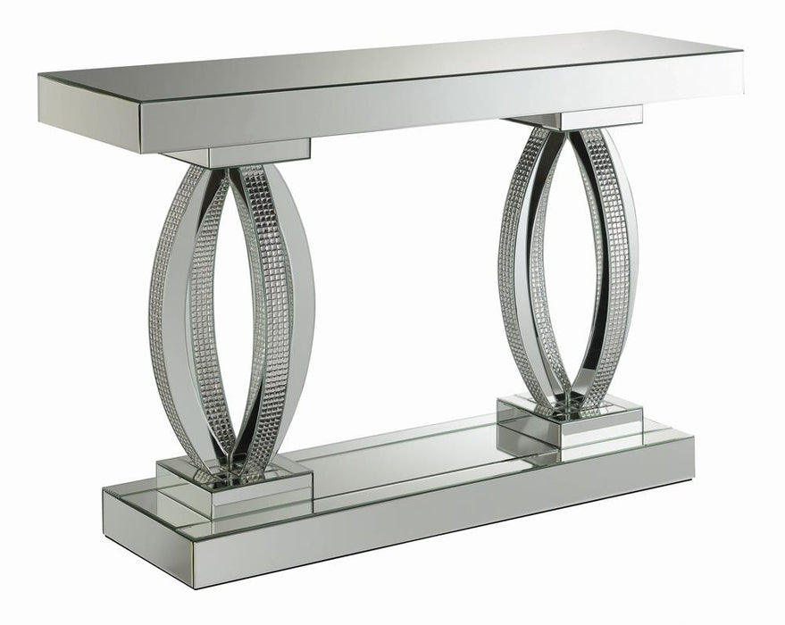 Amalia Rectangular Sofa Table with Shelf Clear Mirror image