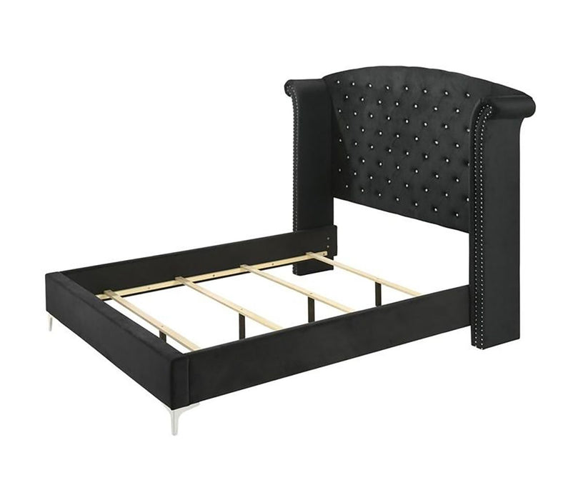 Crown Mark Furniture Lucinda Queen Upholstered Panel Bed in Black B9265-Q