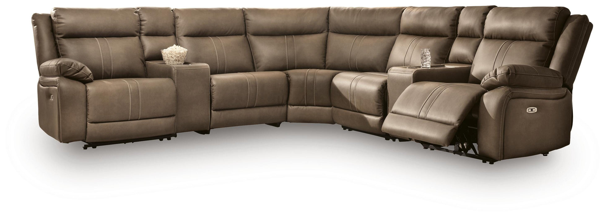 Max-Media Power Reclining Sectional with Audio Consoles