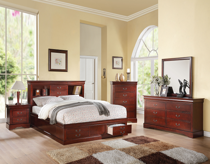 Louis Philippe III Cherry Queen Bed