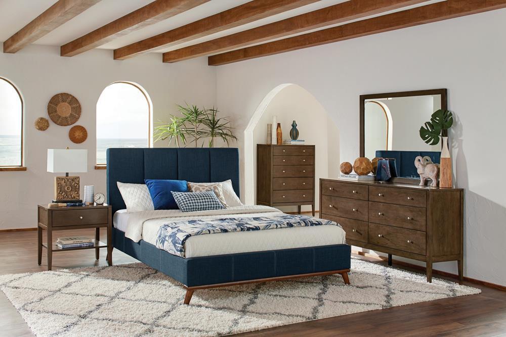 Charity Eastern King Upholstered Bed Blue