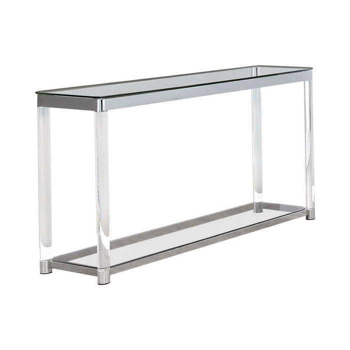 Anne Sofa Table with Lower Shelf Chrome and Clear