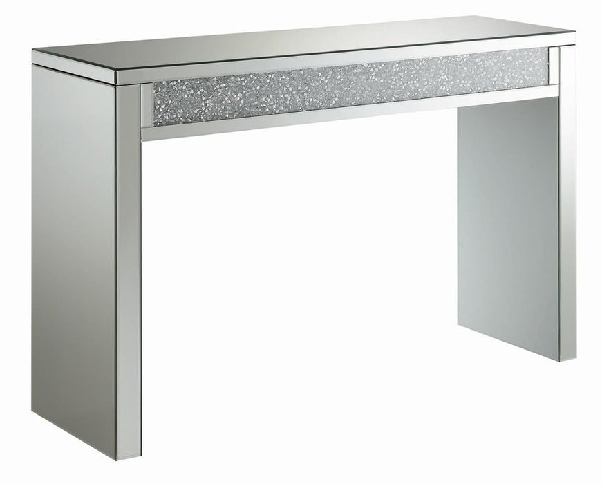 Gillian Rectangular Sofa Table Silver and Clear Mirror