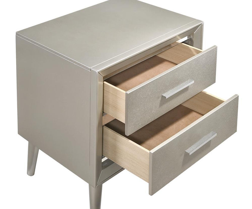 Ramon 2-drawer Nightstand Metallic Sterling