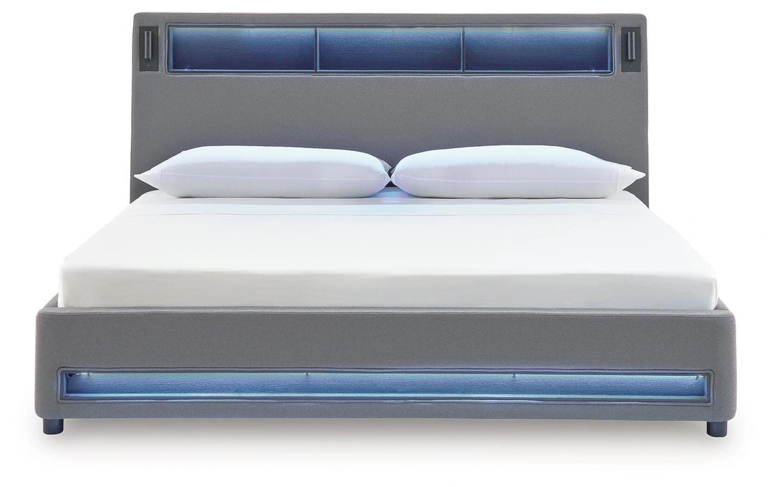 Cayberry King Upholstered Bed with Wireless Audio