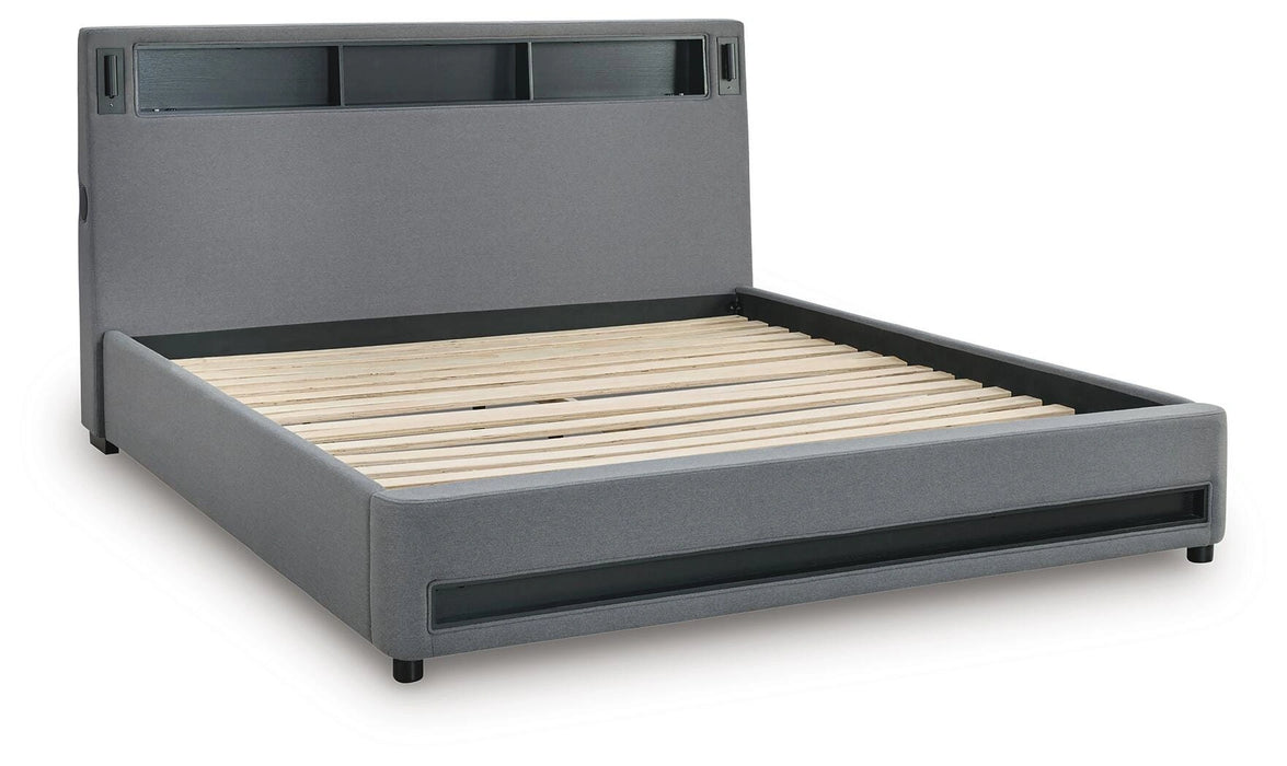 Cayberry King Upholstered Bed with Wireless Audio
