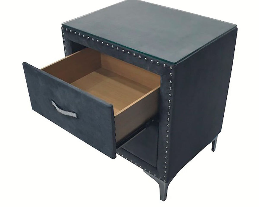 Crown Mark Furniture Lucinda 2 Drawer Nightstand in Gray
