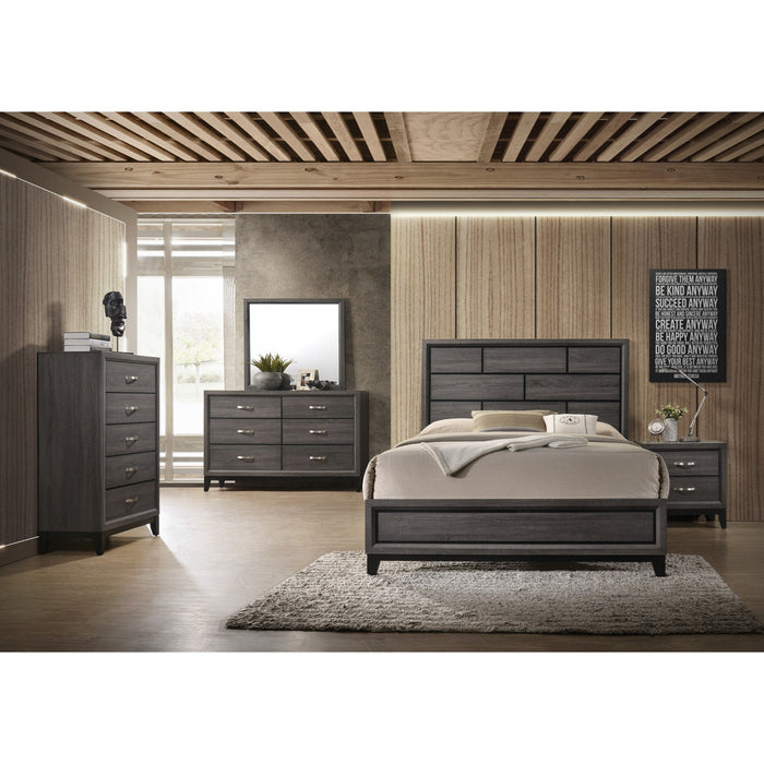 Crown Mark Akerson King Panel Bed in Grey